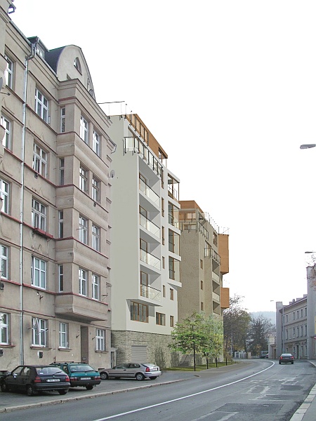 Výstavba rezidence Vyhlídka, Karlovy Vary - zákres do fotografie