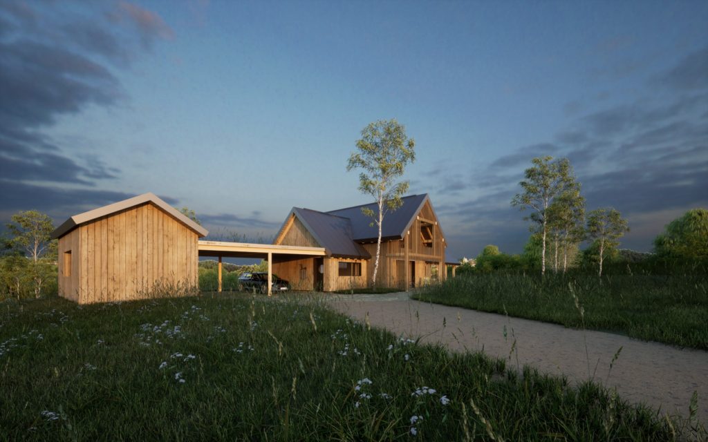 RD Cínovec pohled západní- vizualizace A1architects